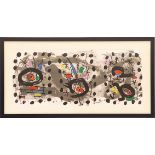 JOAN MIRO 'Untitled', 1967, lithograph printed by Maeght, 30cm x 70cm, glazed and framed.
