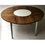 DINING TABLE, 1960's Merrow Associates, circular rosewood top with revolving centre,