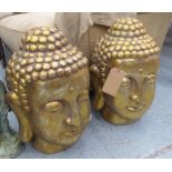 THE HEADS OF BUDDHA, a pair, gilt finish, 55cm H.