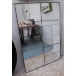 WALL MIRROR, antiqued segmented plate, 123cm x 81cm.