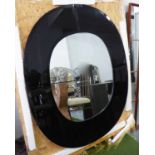 WALL MIRROR, contemporary, black glass frame, 107cm.