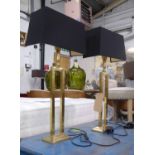 PAREX TABLE LAMPS, a pair, with black shades, 72cm H.
