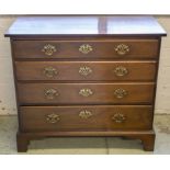 CHEST, George II mahogany of four long drawers including a divided frieze drawer,