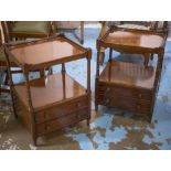BEDSIDE TABLES, a pair, Regency style mahogany, each with two drawers, 49cm W x 42cm D x 68cm H.
