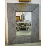 WALL MIRROR, industrial design with rectangular galvanised frame, 157cm x 122cm.