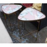 FOLDING SIDE TABLES, a pair, 1950's style, each 55cm W x 65cm H.