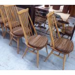 ATTRIBUTED TO ERCOL GOLDSMITH WINDSOR DINING CHAIRS, a set of six, by Lucian Ercolani, 96cm H.