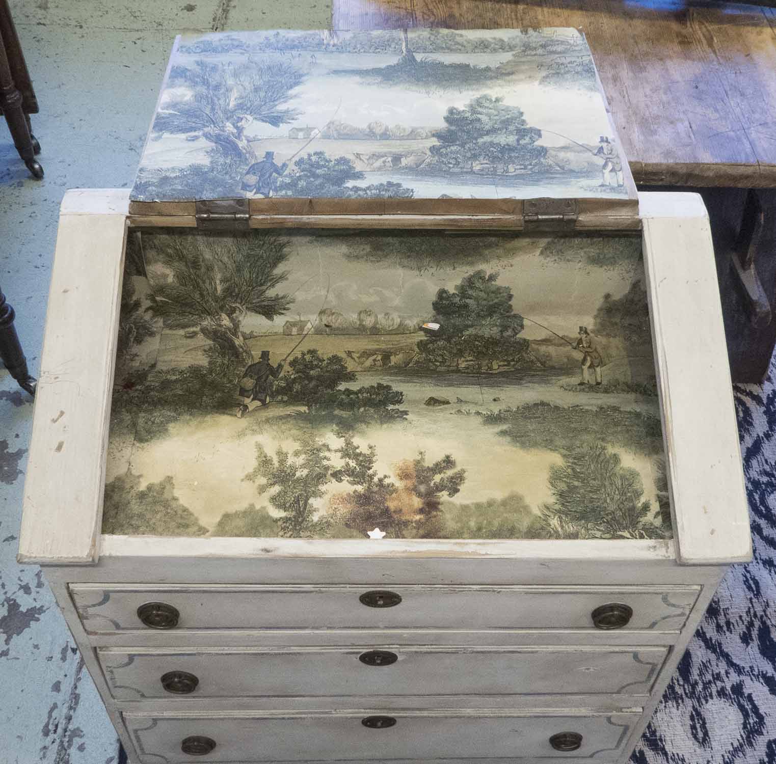 CHILDS BUREAU, 19th century Swedish painted pine with hinged slope above three drawers, - Image 2 of 5