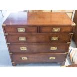 MILITARY CHEST, Regency style with two short over three long drawers,