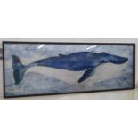 STUDY OF A WHALE, contemporary school, framed, 120cm x 43cm.