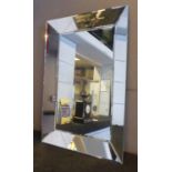 WALL MIRROR, Art Deco design with angled mirrored frame, 56cm W x 81cm H.