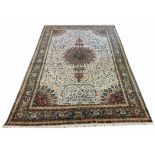 VERY FINE PART SILK PERSIAN TABRIZ CARPET, 302cm x 201cm.