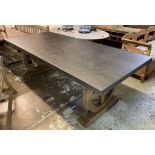 FARMHOUSE DINING TABLE, French provincal style, zinc topped, 244cm x 60cm x 79cm.