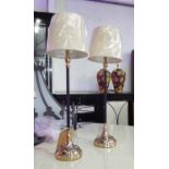 TABLE LAMPS, a pair, 1950's style slim design, with shades, 58cm H.