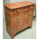 CHEST, Victorian manner and red tartan, painted, of three drawers, 88cm H x 82cm W x 40cm.