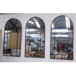GARDEN WALL MIRRORS, a set of three, French style, 107cm x 55cm.