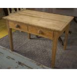 KITCHEN TABLE, Victorian pine with two drawers, 73cm H x 109cm x 69cm.