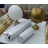 WALL LIGHTS, a collection of four, of various descriptions, 43cm L at largest.