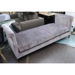 CHAISE LONGUE/DAYBED, in a textured chenille, 80cm D x 87cm H x 215cm W.