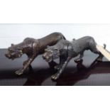 BRONZE PROWLING LEOPARDS, a pair, Contemporary School studies, 47cm L.