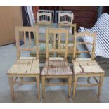 COUNTRY KITCHEN CHAIRS, a harlequin set of nine 19th century in various distressed painted finishes,