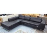 CORNER SOFA, contemporary design, black upholstered finish, 400cm at Longest x 62cm H.