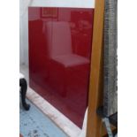 MEDIA CABINETS, a set of four, red lacquered fronted wall mounting, 62cm x 40cm x 62cm.