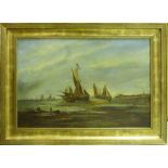 WENDELL ROGERS 'Fishing Boats', oil on canvas, signed lower left, 40cm x 61cm, framed.