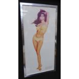 LOADED MAGAZINE RACQUEL WELCH POSTER, after Roland Corant, framed and glazed, 63.5cm x 31.5cm.