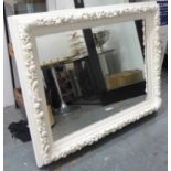 WALL MIRROR, Continental style, white painted finish, 101cm x 126cm.