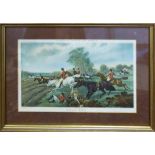 AFTER JOHN FREDERICK HERRING (1795-1865) 'Hunting Scenes', lithographs, 26cm x 42cm, framed.