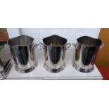 CHAMPAGNE BUCKETS, a set of three, stamped Louis Roederer, 24cm x 25cm diam.
