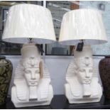 THE LAMP WORKSHOP PHARAOH TABLE LAMPS, a pair, with shades, 80cm H.