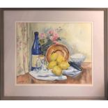 EILEEN URQUHART 'Lemons', watercolour, signed and dated, 35cm x 42cm, framed.