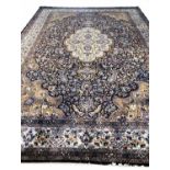 FINE PURE SILK QUM DESIGN RUG, 192cm x 122cm.