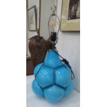 ANDREW MARTIN ERNEST TABLE LAMP, turquoise glass, with shade, base 32cm w x 39cm H.