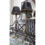 LIBRARY TABLE LAMPS, a pair, hide shades, 65cm H.