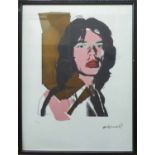 ANDY WARHOL 'Mick Jagger', lithograph, from Leo Castelli gallery, stamped on reverse, edited by G.