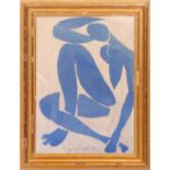 HENRI MATISSE 'Blue Nude', poster, signed in plate, 85cm x 60cm, framed and glazed.