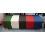 FOOTSTOOL, in a bold striped fabric, 48cm x 138cm x 42cm.