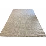 CONTEMPORARY ART DECO DESIGN SILK CARPET, 350cm x 250cm, geometric silver field.