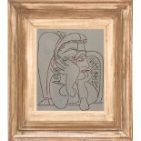 PABLO PICASSO 'Female Head with Supporting Arms', 1962, linocut, suite 'Linogravures', 28cm x 23cm,
