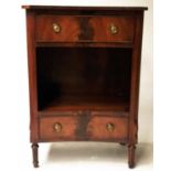 LAMP TABLES, a pair, George III design flame mahogany each concave with two drawers,