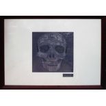 ALEXANDER MCQUEEN 'Skull', print on textile, 55cm x 77cm, framed and glazed,
