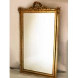 OVERMANTEL, 19th century French giltwood and gilt composition with rectangular bevelled mirror,