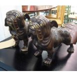 BRITISH BULL DOGS, a pair, Contemporary School bronze studies, 27cm H.