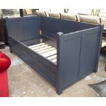A SPACE CHILD'S CHARTER HOUSE TRUNDLE DAYBED, blue painted finish, 203cm x 100cm x 94cm.