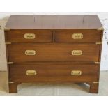 MILITARY STYLE CHEST, mahogany and brass bound with four drawers, 63cm H x 80cm W x 37cm D.