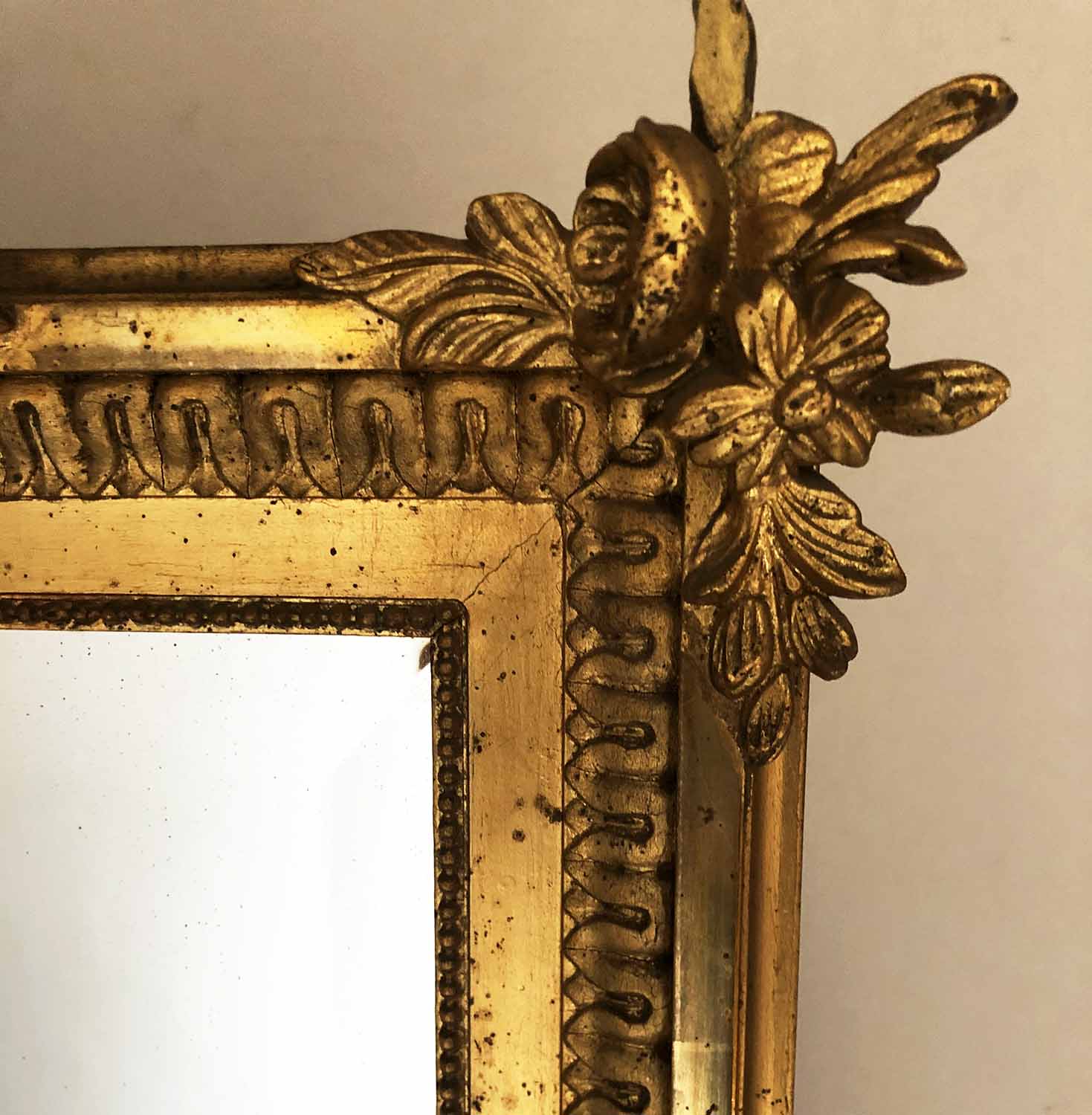 OVERMANTEL, 19th century French giltwood and gilt composition with rectangular bevelled mirror, - Image 3 of 4