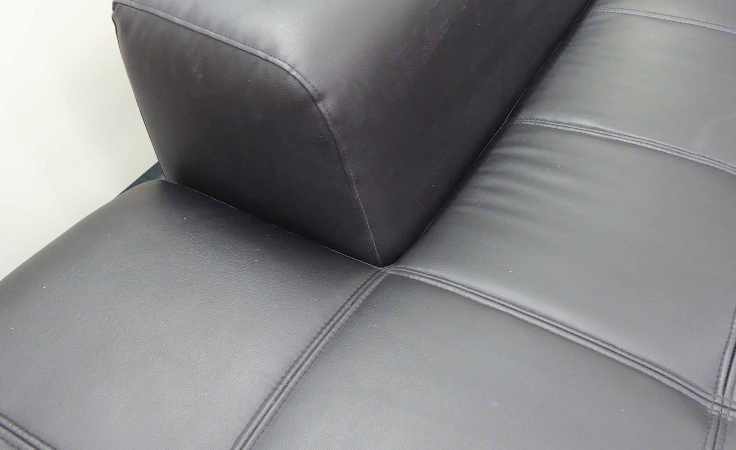 CORNER SOFA, contemporary design, black upholstered finish, 400cm at Longest x 62cm H. - Image 2 of 4